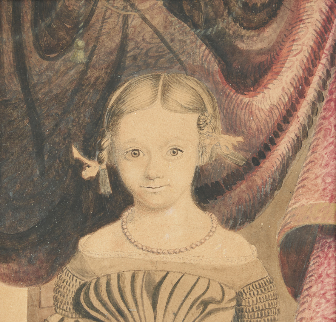 Lot 811: Folk Art Portrait of a Girl, poss. Southern