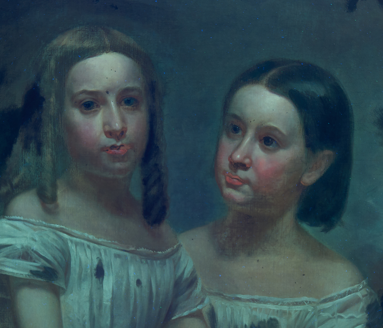 Lot 812: John Francis O/C Portrait Painting, Two Sisters