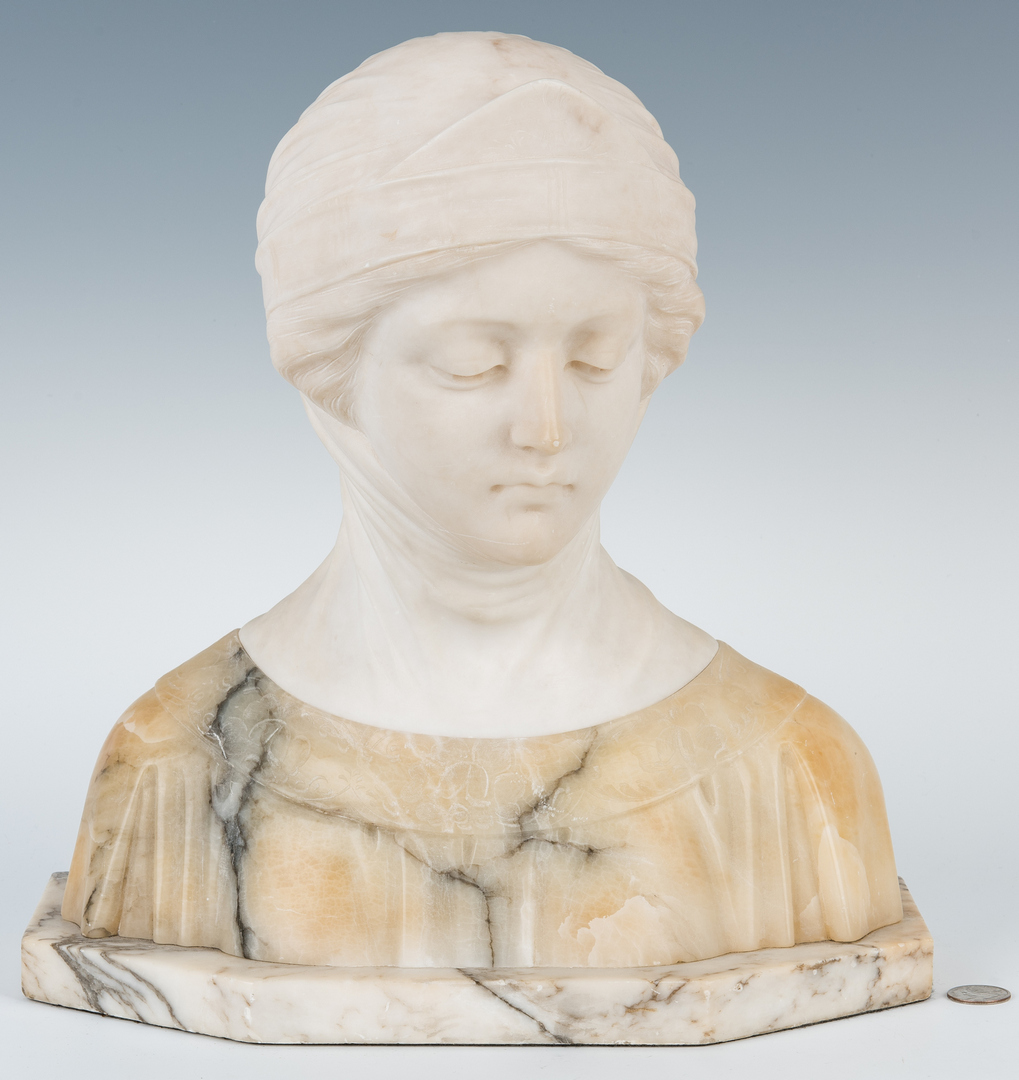 Lot 835: Marble Bust of a Maiden with Veil