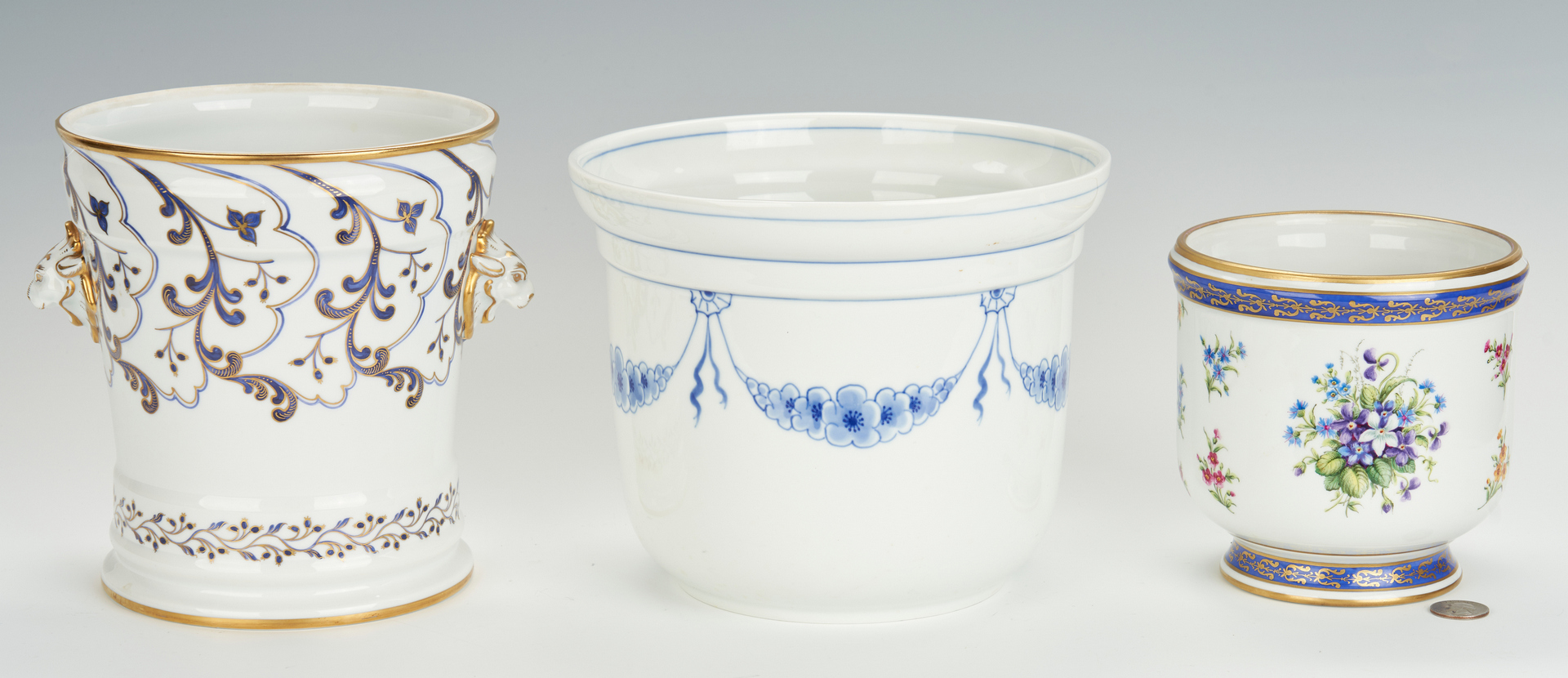 Lot 836: 3 Ceramic Cachepots, Tiffany and Royal Copenhagen