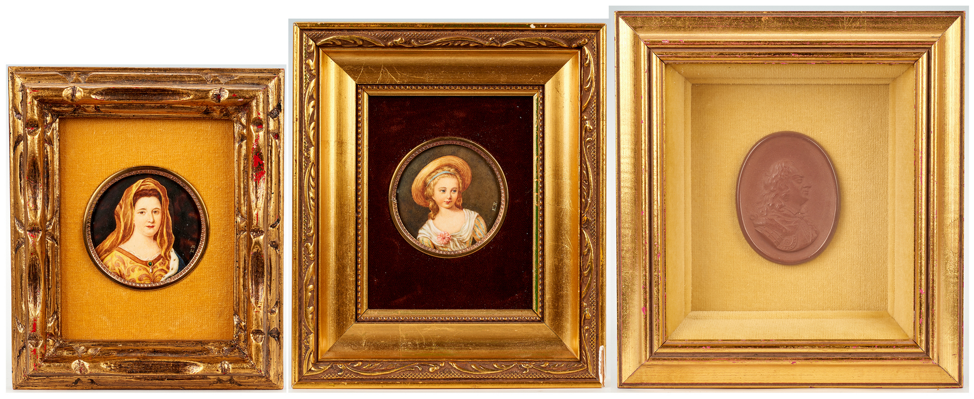 Lot 851: 2 Miniature Portraits plus Meissen Medallion