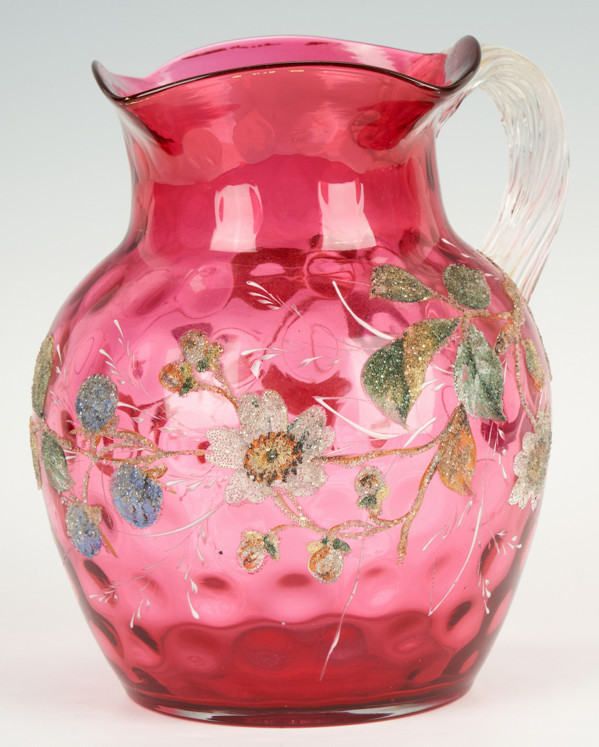 Lot 854: 7 Cranberry Glass Items, incl. Mary Gregory