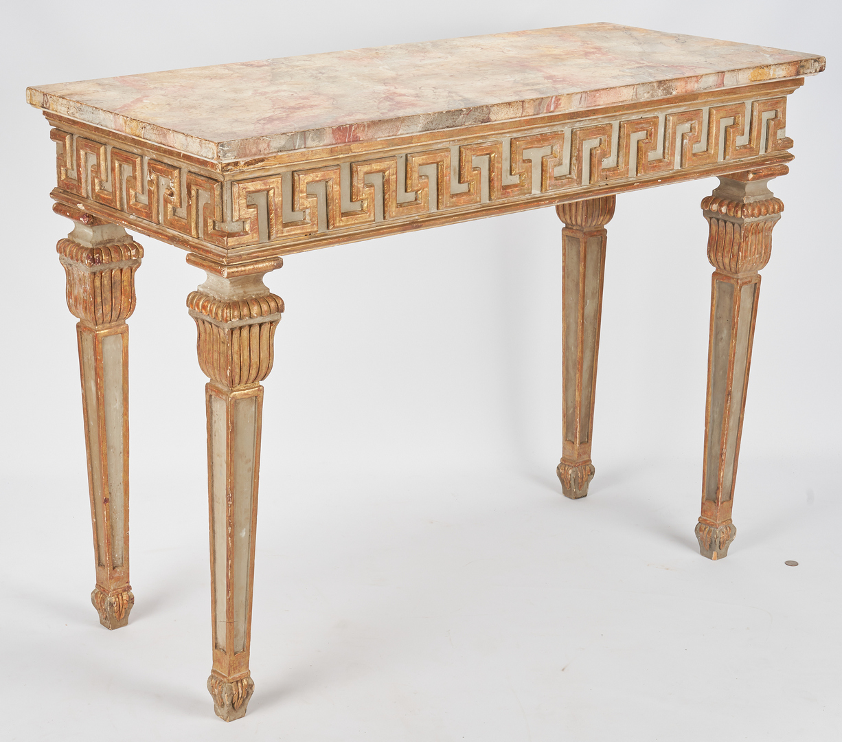 Lot 867: Italian Style Console Table w/ Faux Marble Top