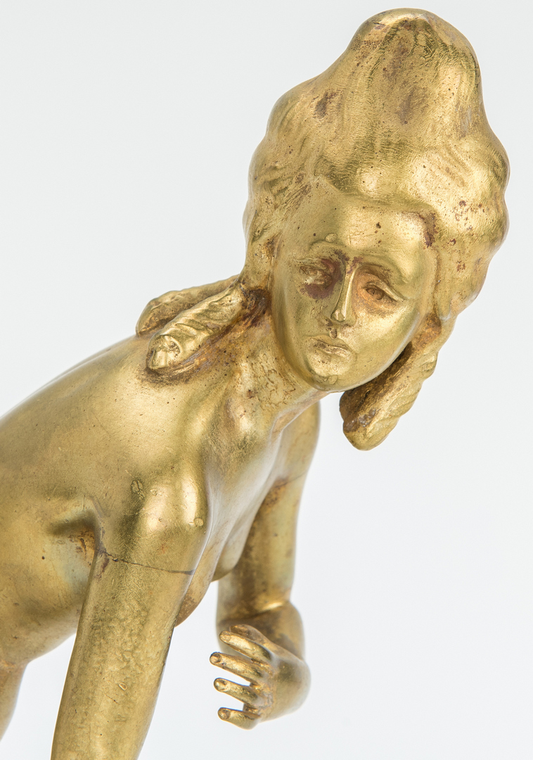 Lot 869: Gilt Bronze Sculpture, Nude w/ Slipper
