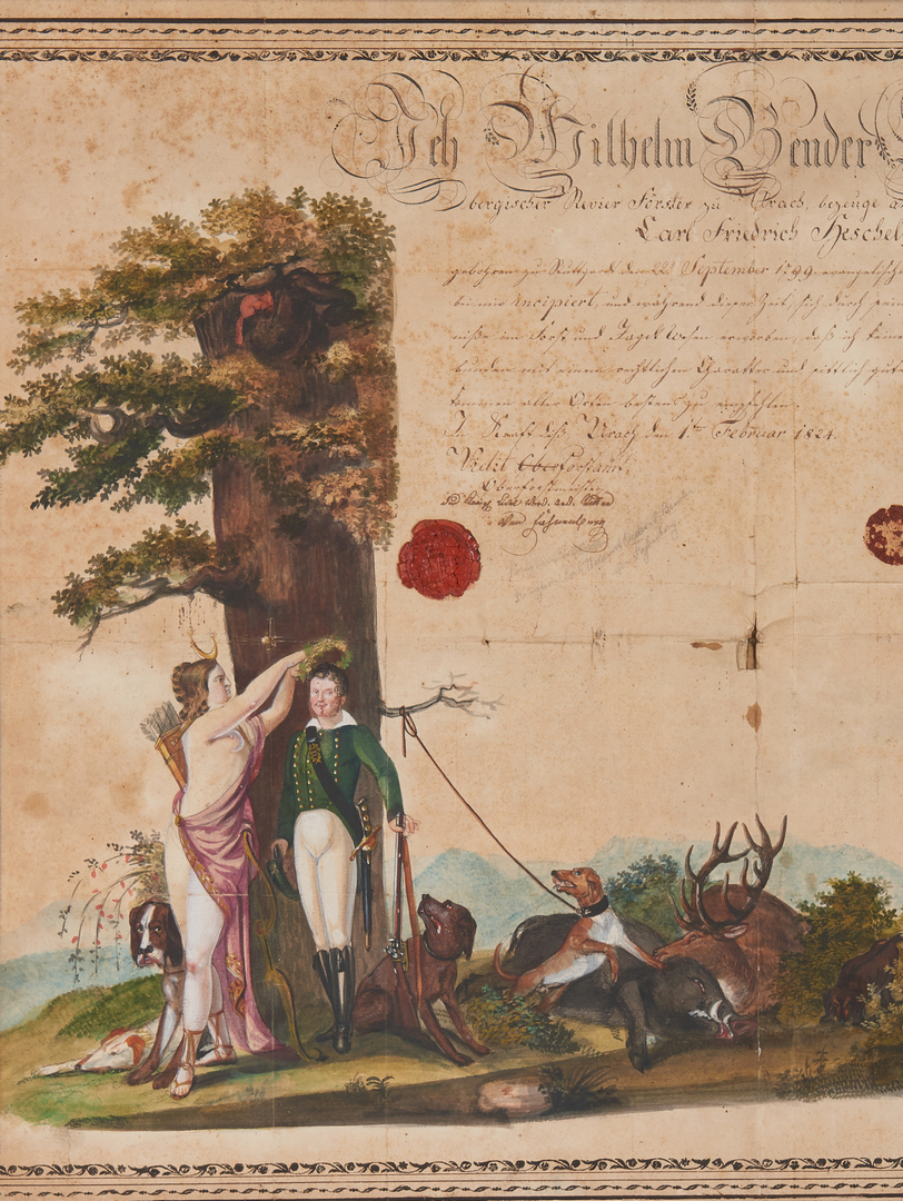 Lot 875: Illustrated 19th Cent. German Forestry Certificate