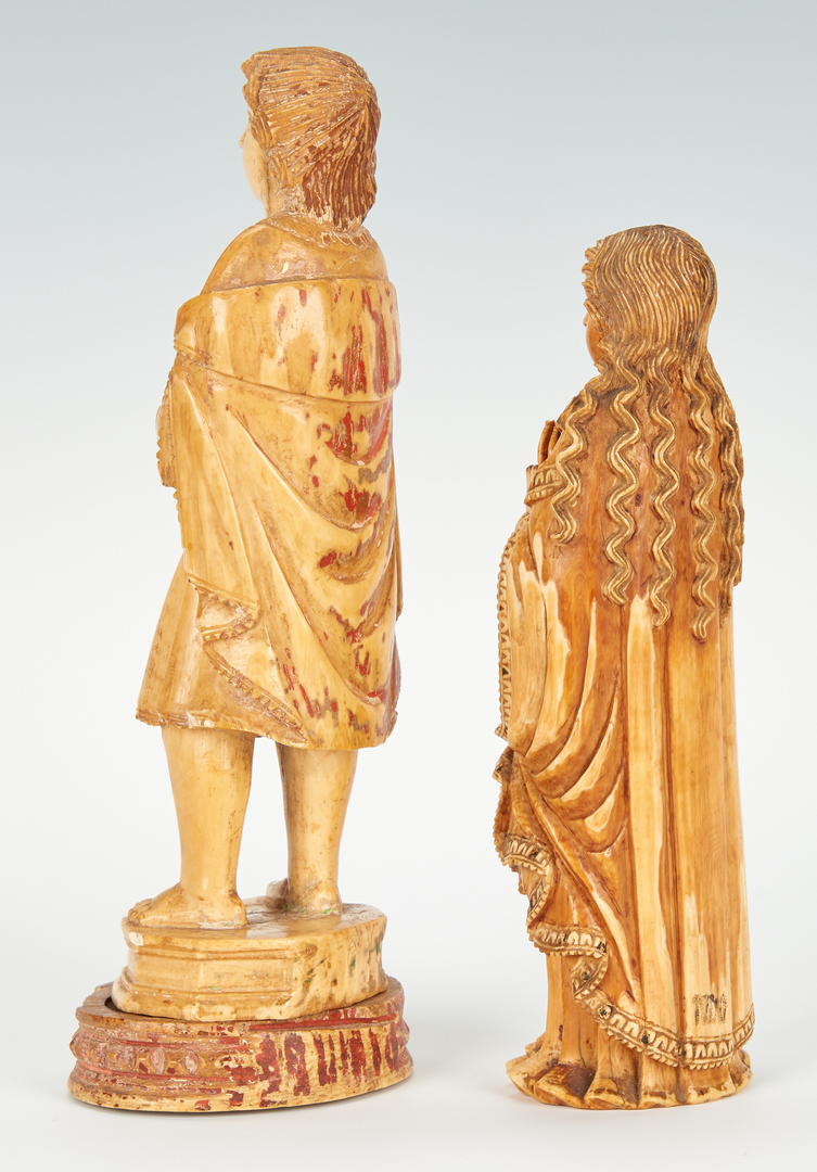 Lot 876: Pair of 18th Cent. Carved Ivory Figurines