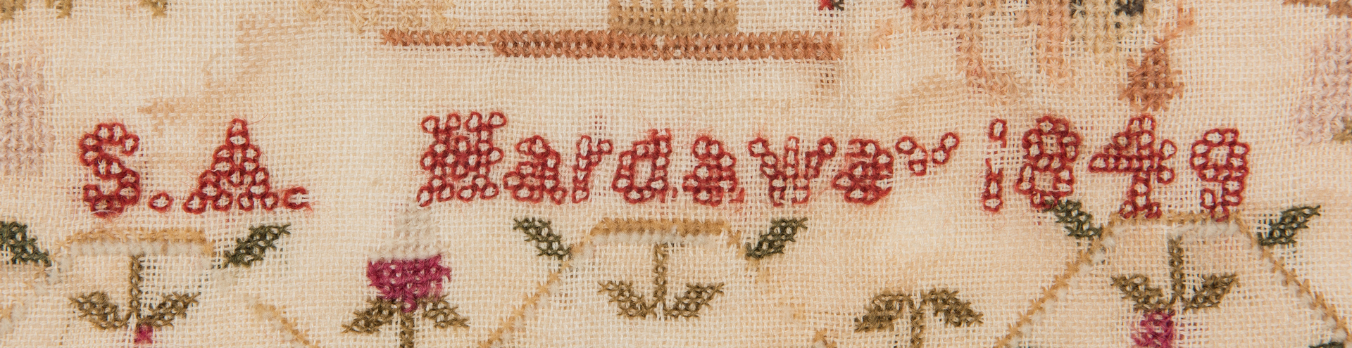 Lot 896: 2 19th Cent. Textiles, incl. Sampler, Silk Embroidery