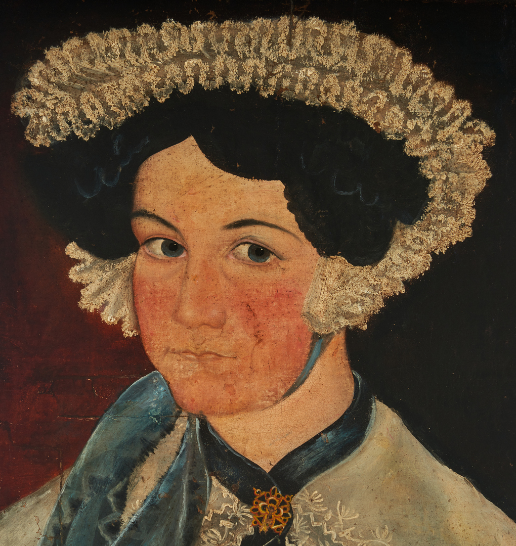Lot 908: American School Portrait, Woman with Hat