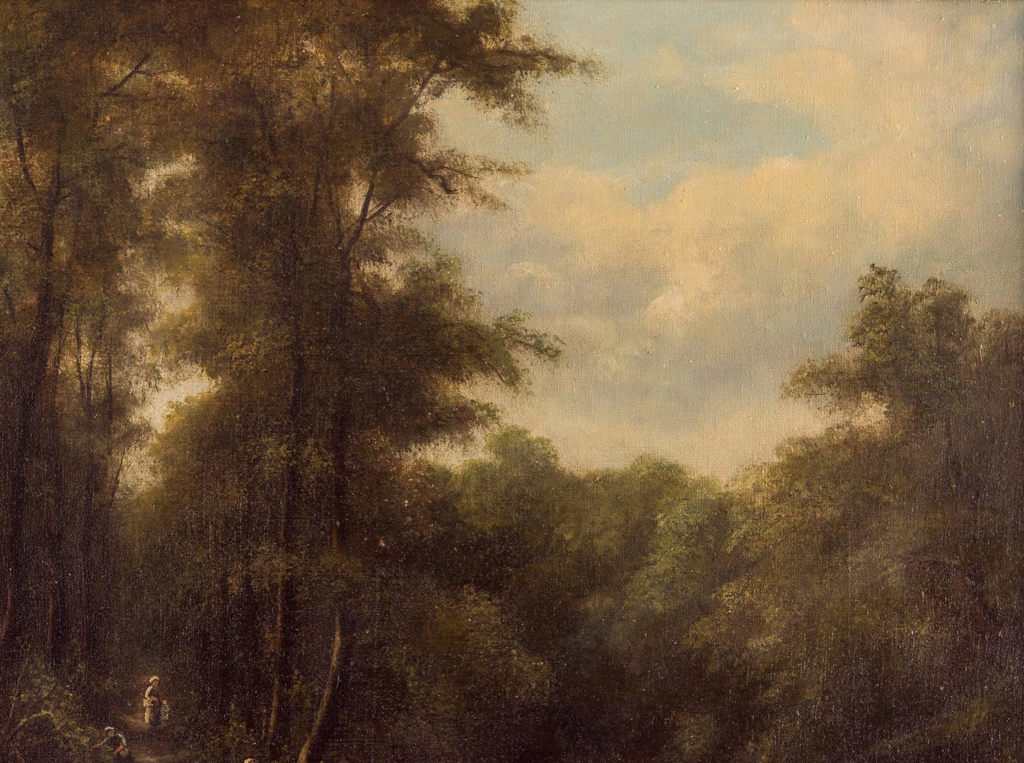 Lot 918: Charles Boot O/C Landscape, Figures in a Wooded Glade