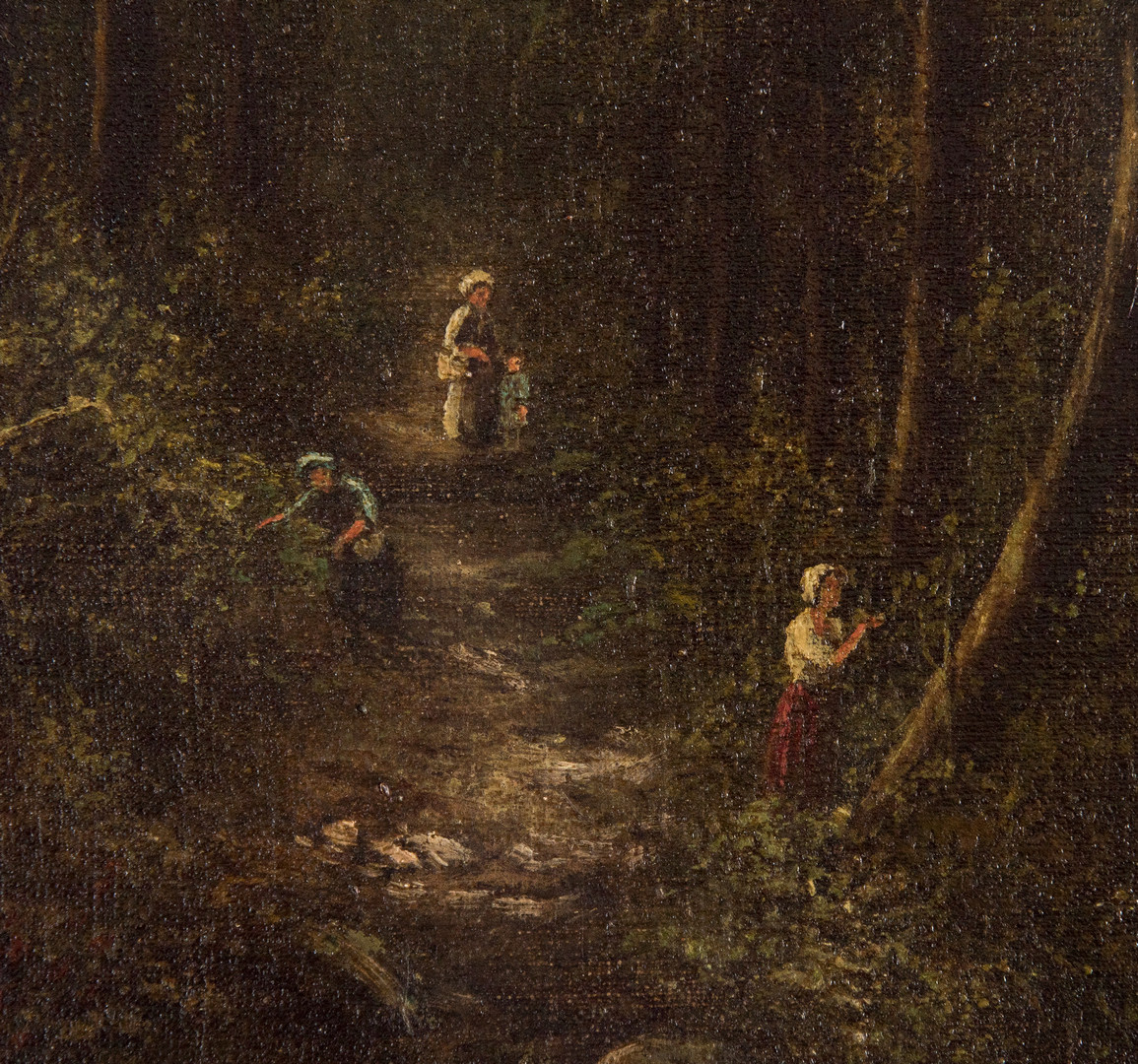 Lot 918: Charles Boot O/C Landscape, Figures in a Wooded Glade