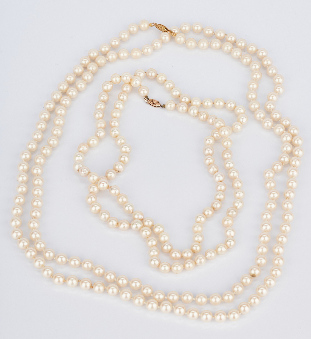 Lot 929: 2 Pearl Necklaces, 34" & 54" L