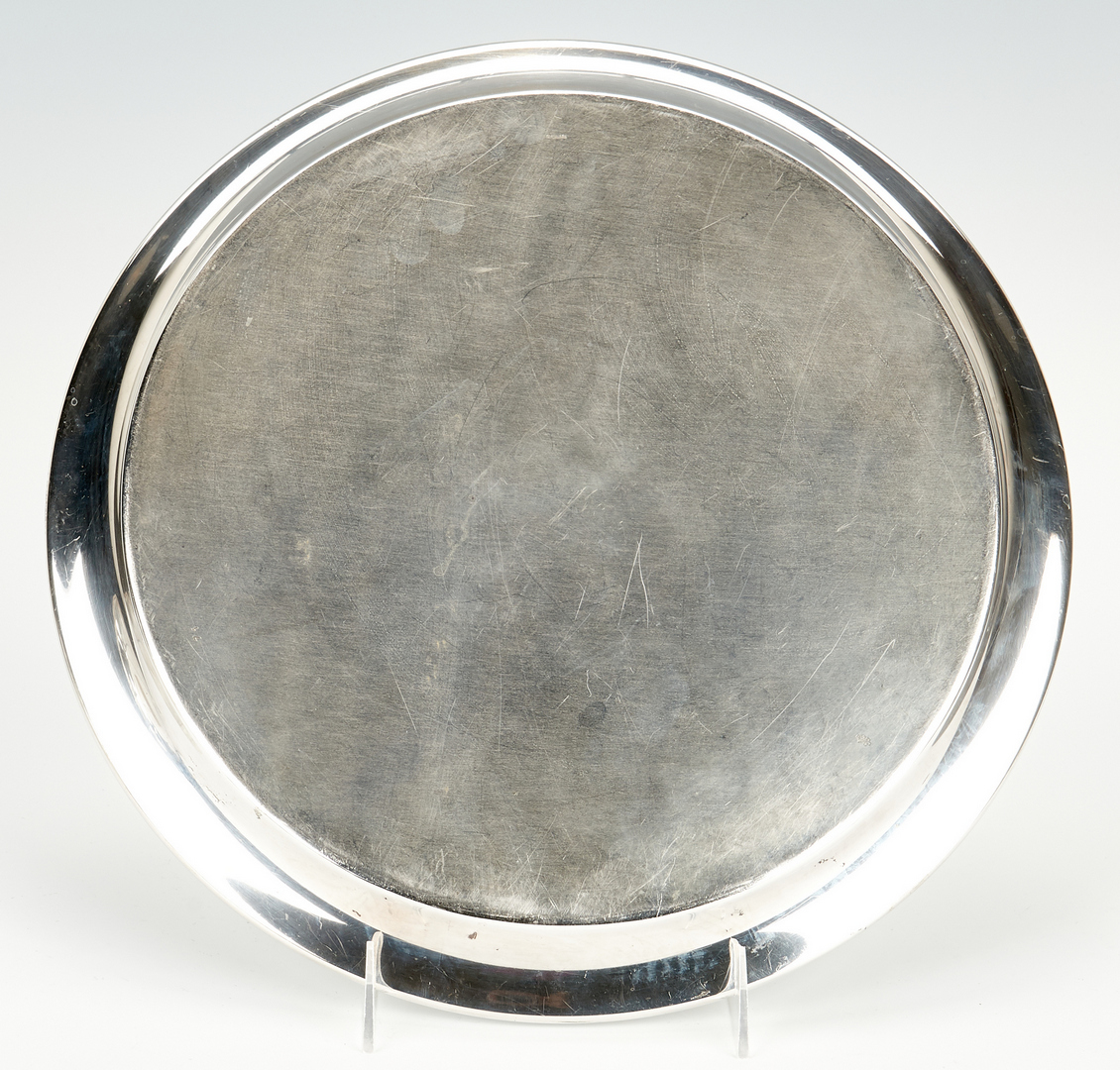 Lot 941: Large Sterling Round Tray and Bread Tray