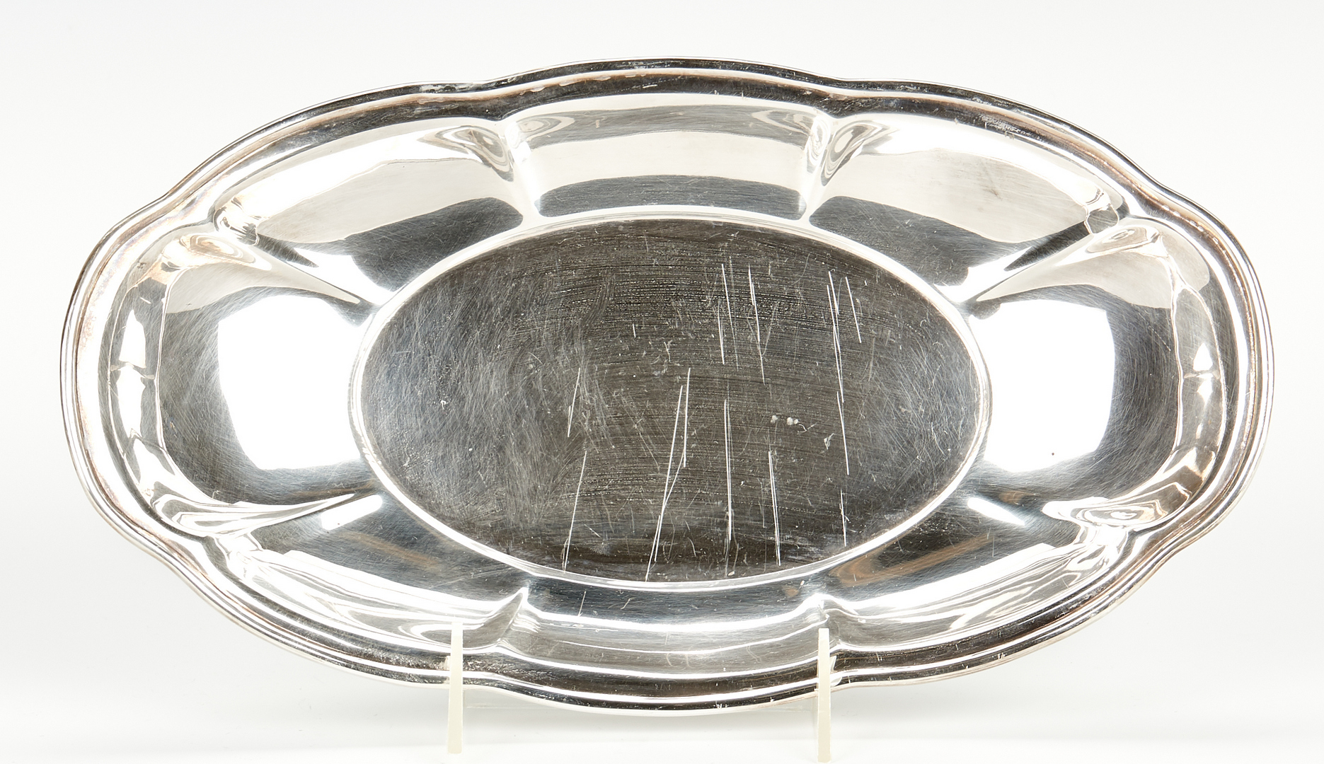 Lot 941: Large Sterling Round Tray and Bread Tray