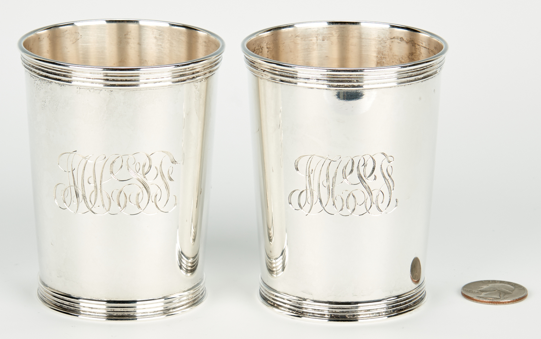 Lot 954: Pair Trees Kentucky Coin Silver Julep Cups