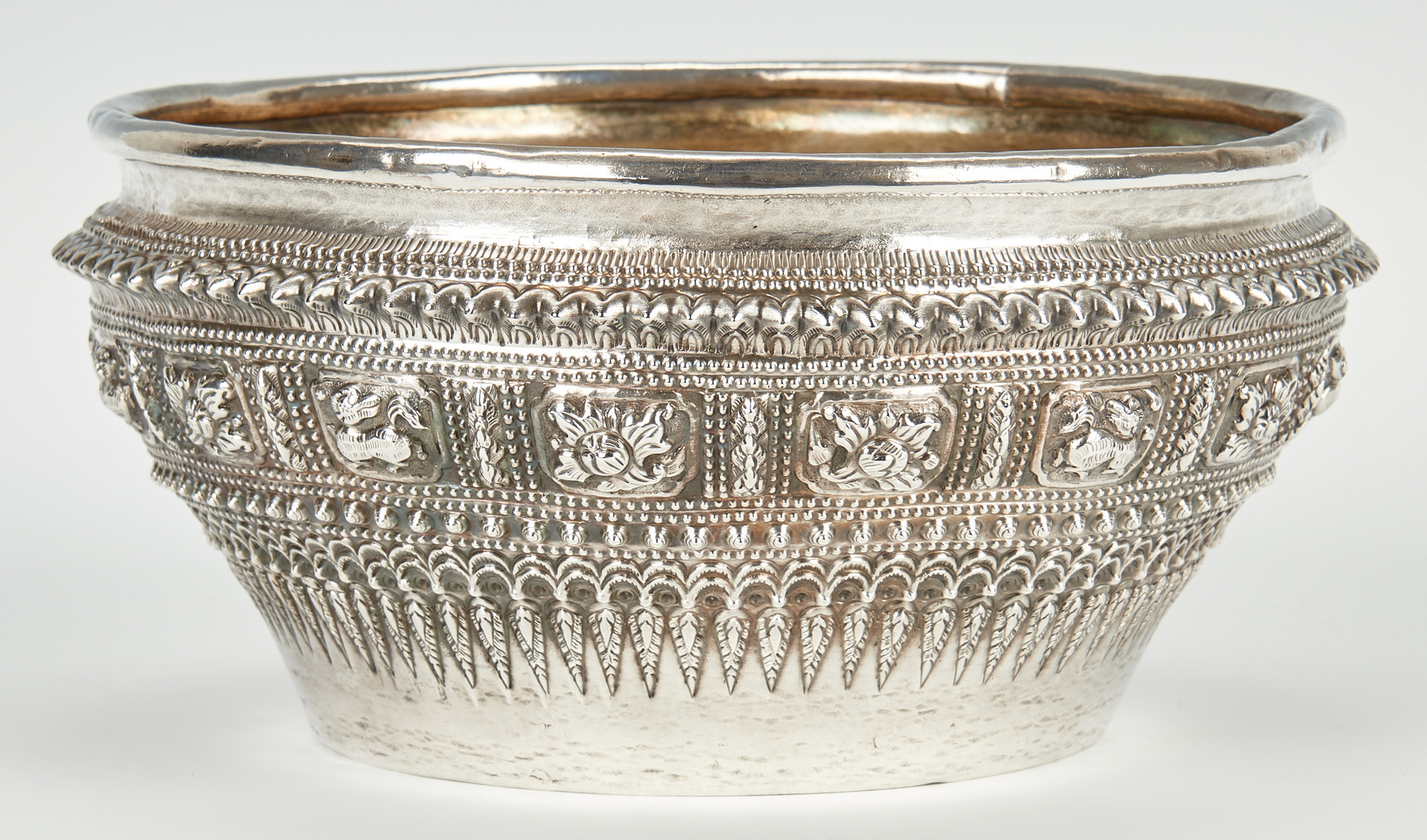 Lot 962: Sino-Tibetan Silver Repousse Bowl