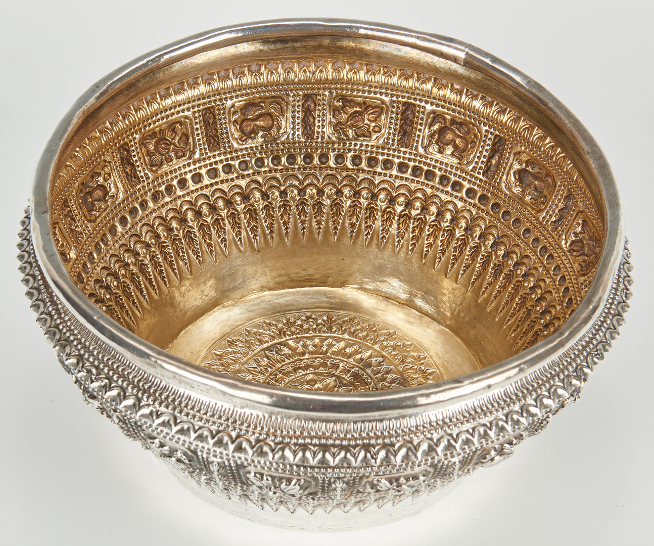 Lot 962: Sino-Tibetan Silver Repousse Bowl