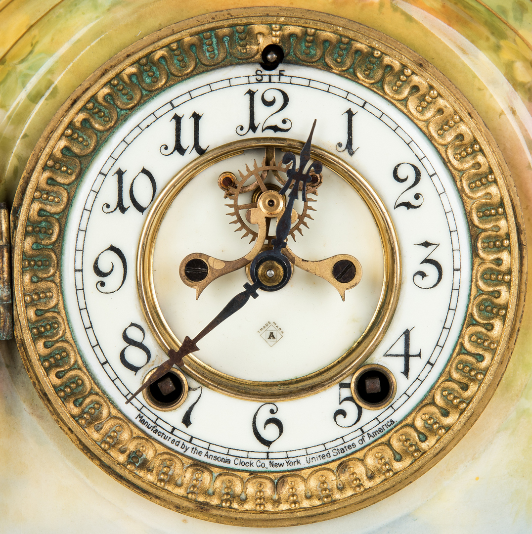 Lot 971: Ansonia Royal Bonn Porcelain Mantle Clock