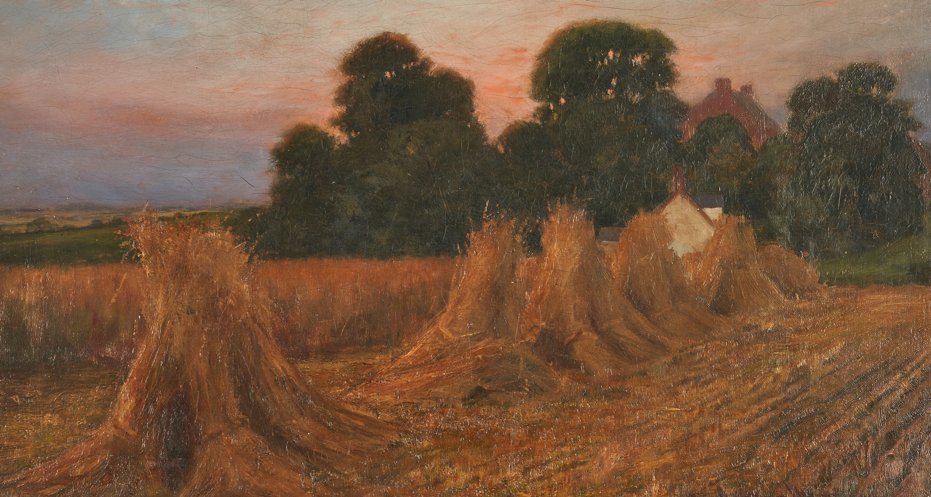Lot 988: 19th c. Haystack Painting, O/C, Signed