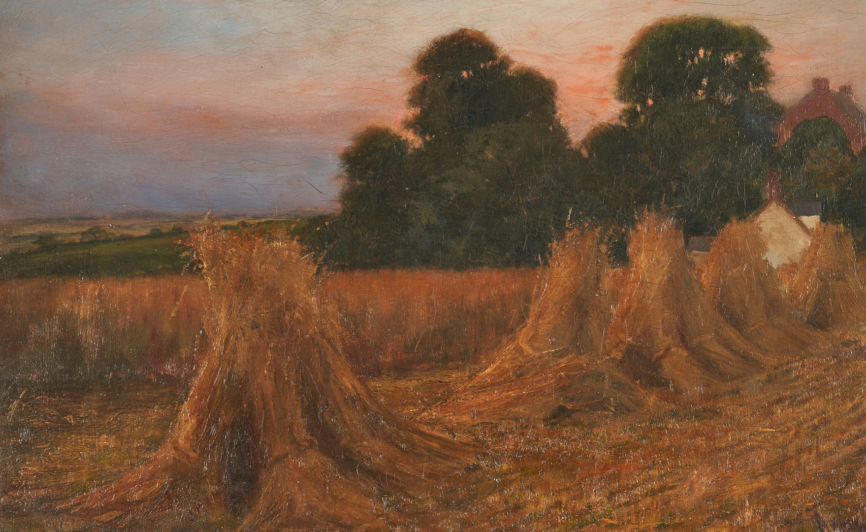 Lot 988: 19th c. Haystack Painting, O/C, Signed