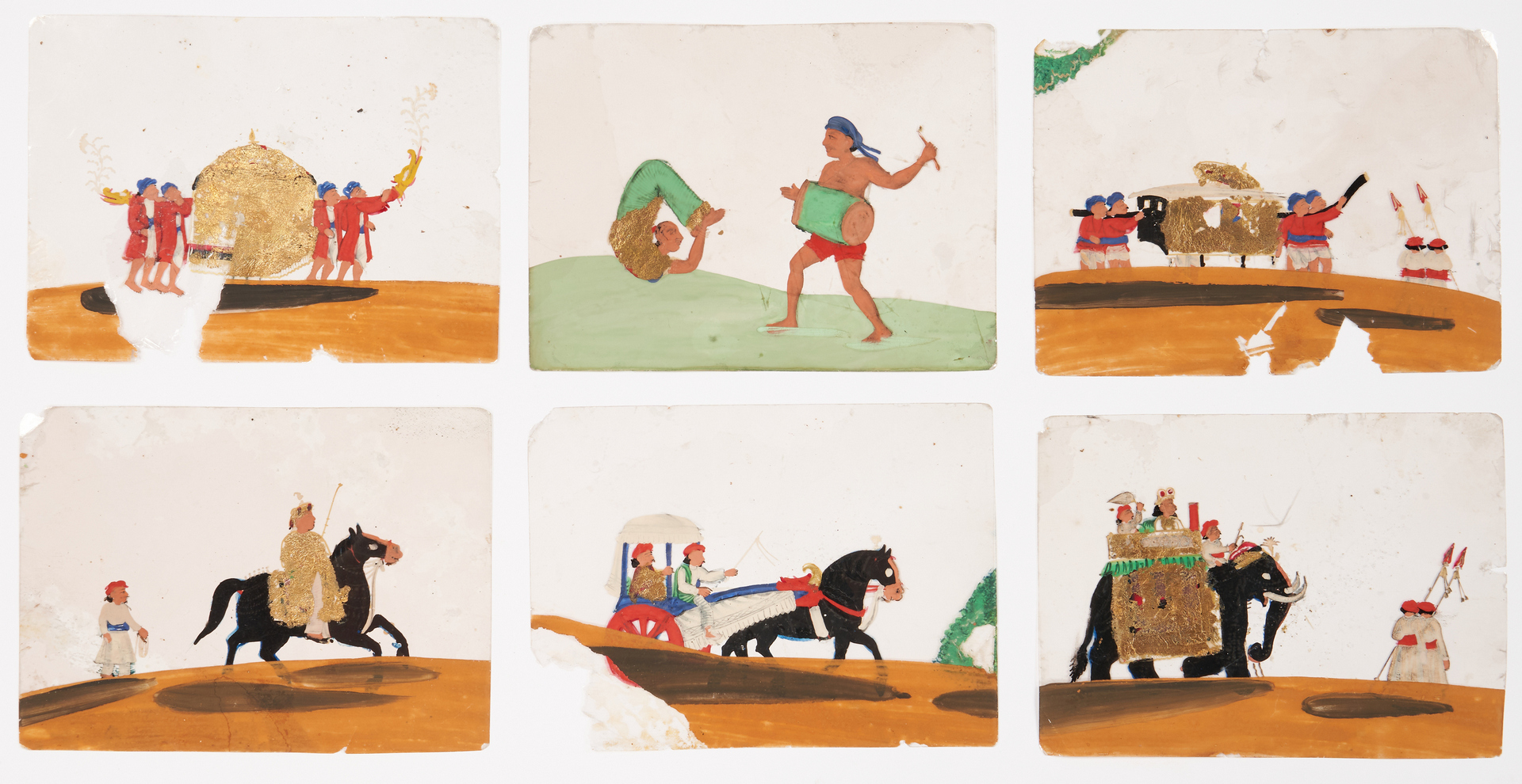 Lot 1008: 34 Indian School Gouache Paintings on Celluloid