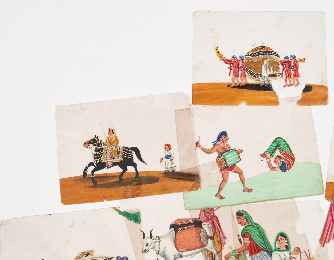 Lot 1008: 34 Indian School Gouache Paintings on Celluloid
