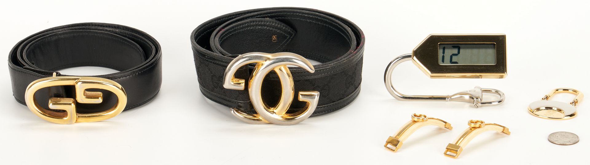 Lot 1028: 8 Gucci items, incl. belts, promotional items
