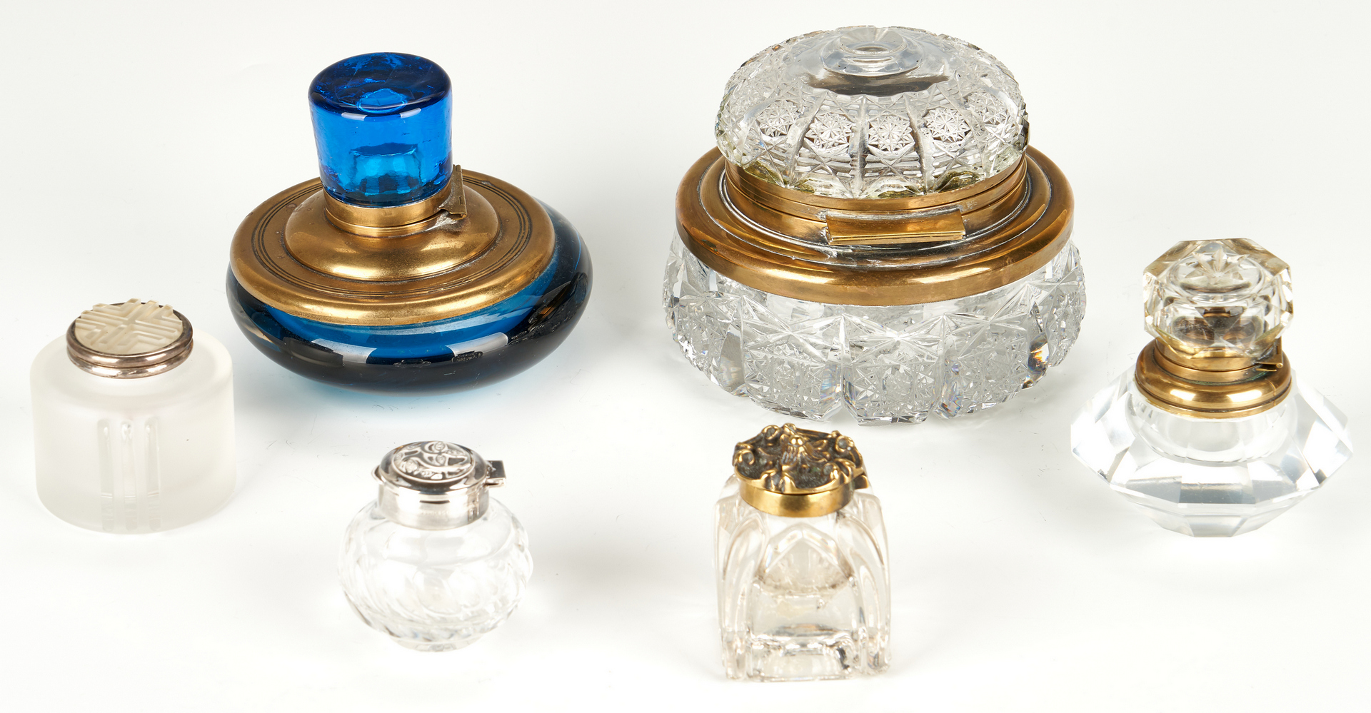 Lot 102: Group of 15 Inkwells and Ink Stands
