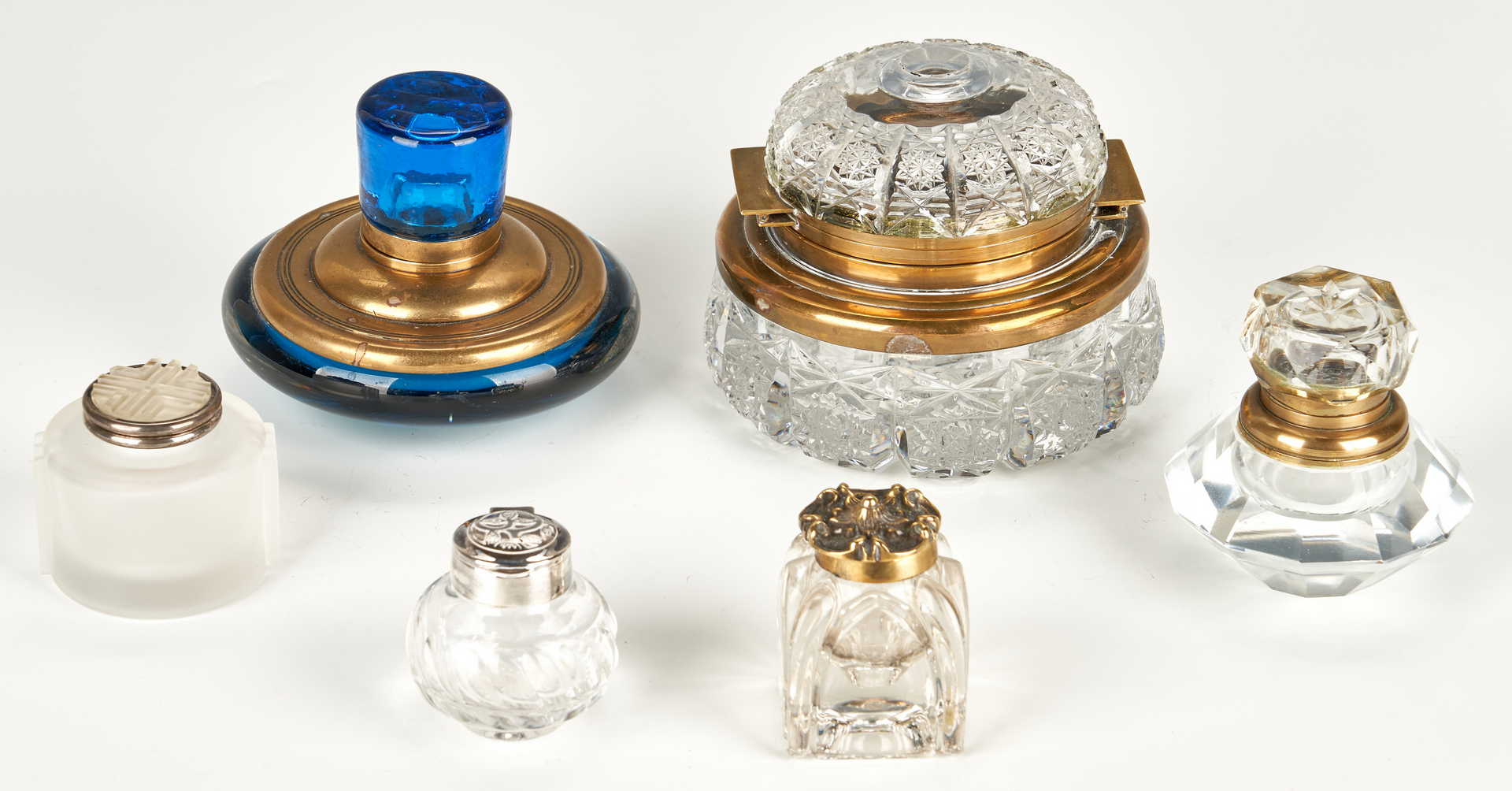 Lot 102: Group of 15 Inkwells and Ink Stands