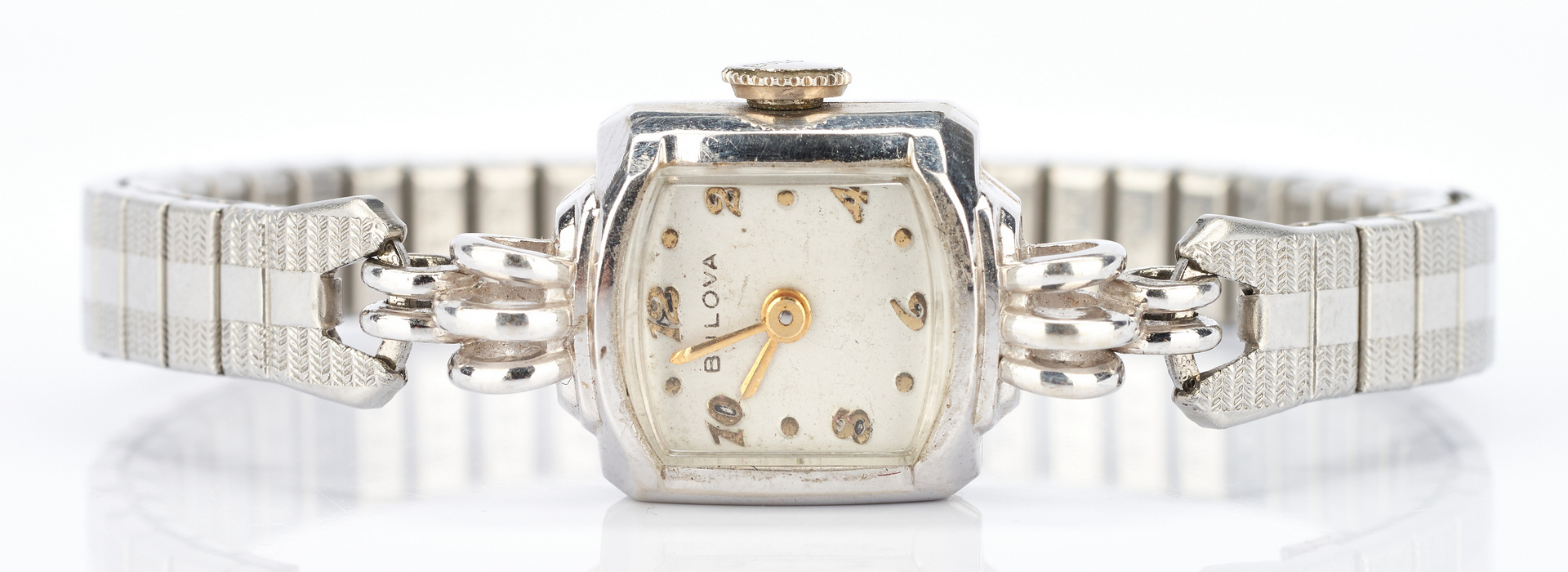 Lot 1035: 2 14K Bulova watches, one in rose gold with