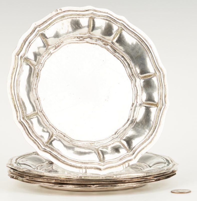 Lot 1044: 5 Continental Silver Plates, 18th century