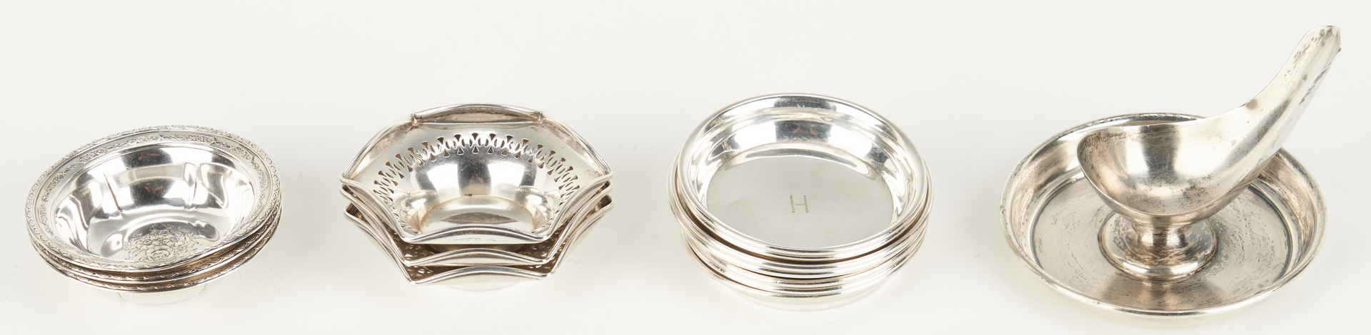 Lot 1047: 24 Assorted Sterling Sherbets, Butter Pats and More