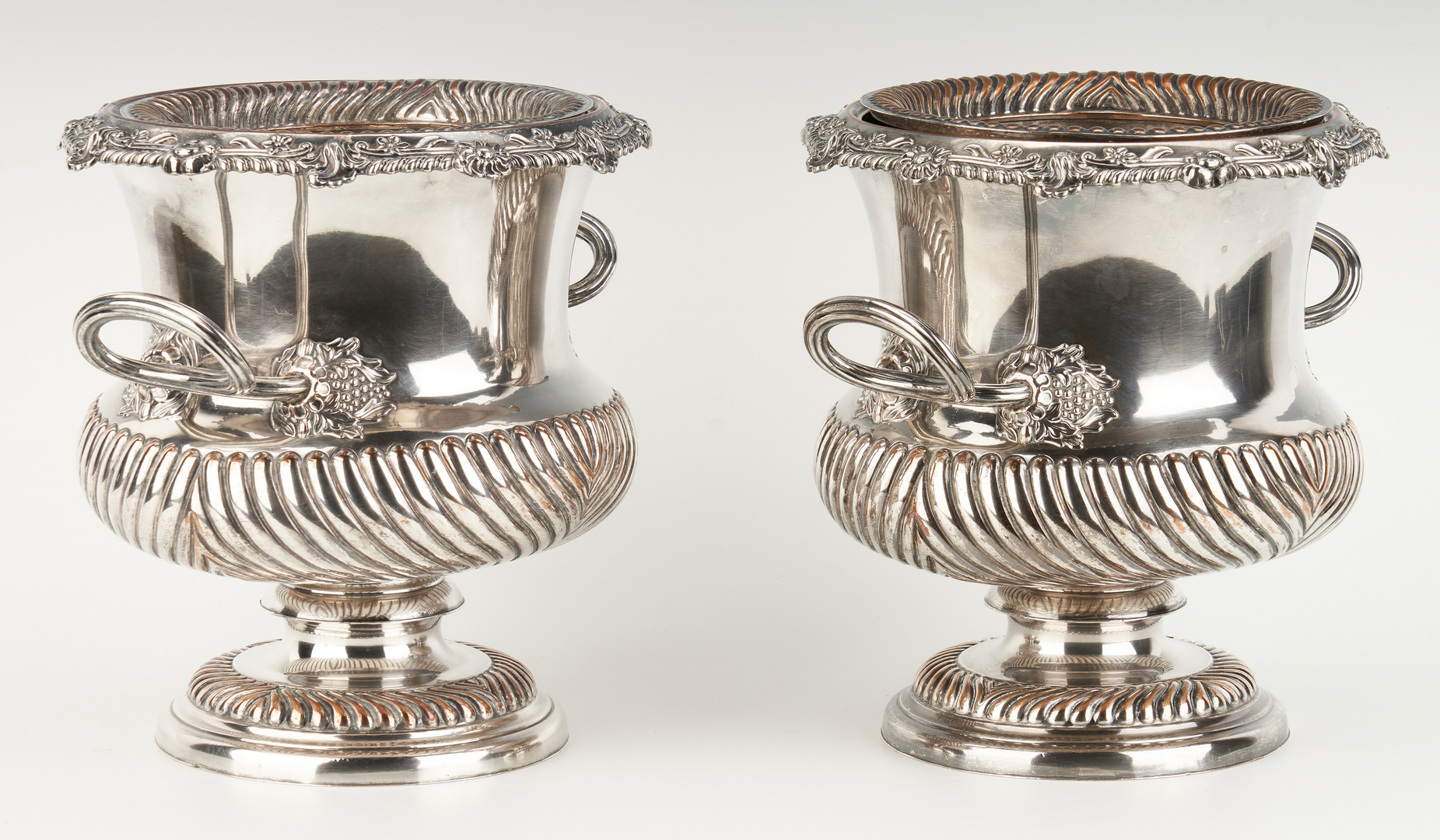 Lot 1056: Pair Old Sheffield Plate Wine Coolers