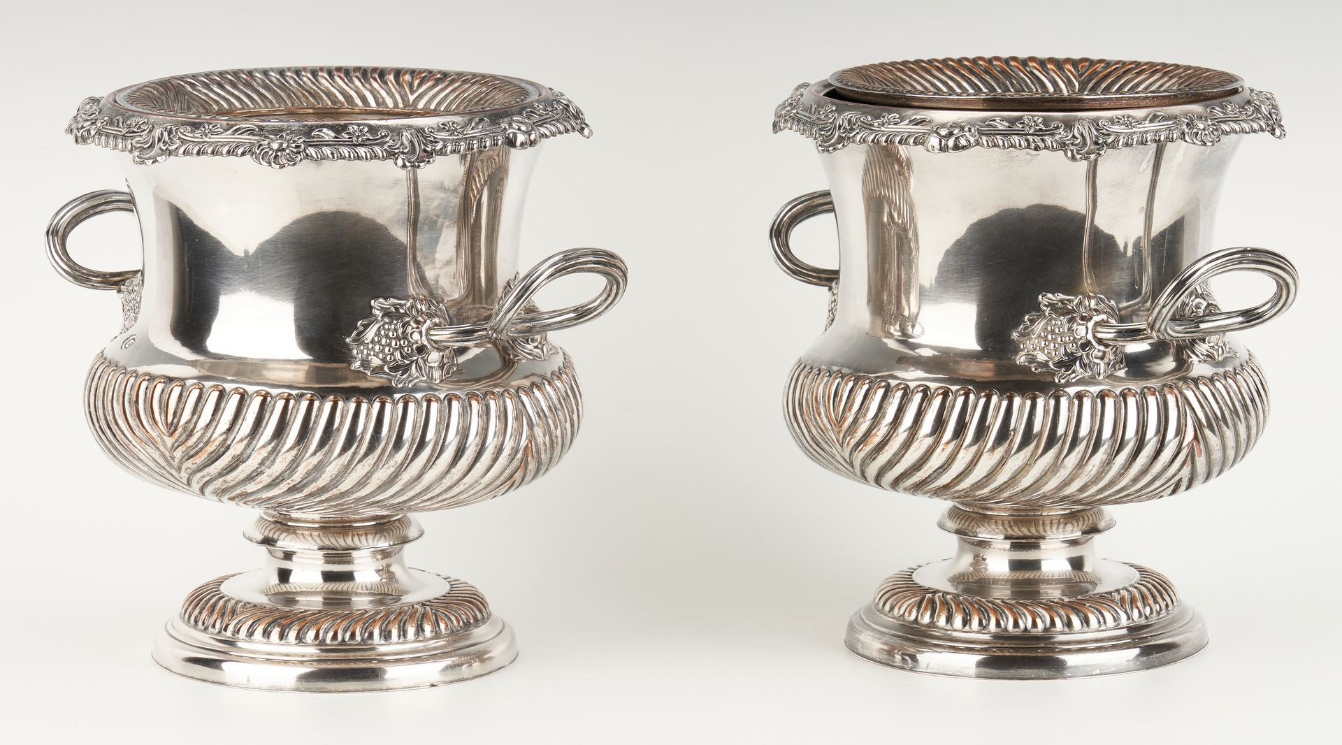 Lot 1056: Pair Old Sheffield Plate Wine Coolers