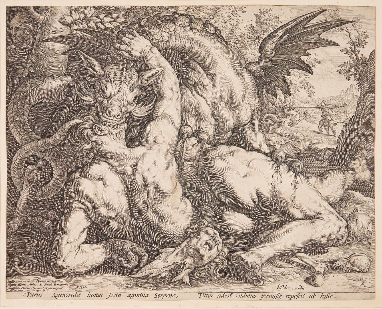 Lot 105: Hendrick Goltzius, Dragon Devouring the Companions of Cadmus