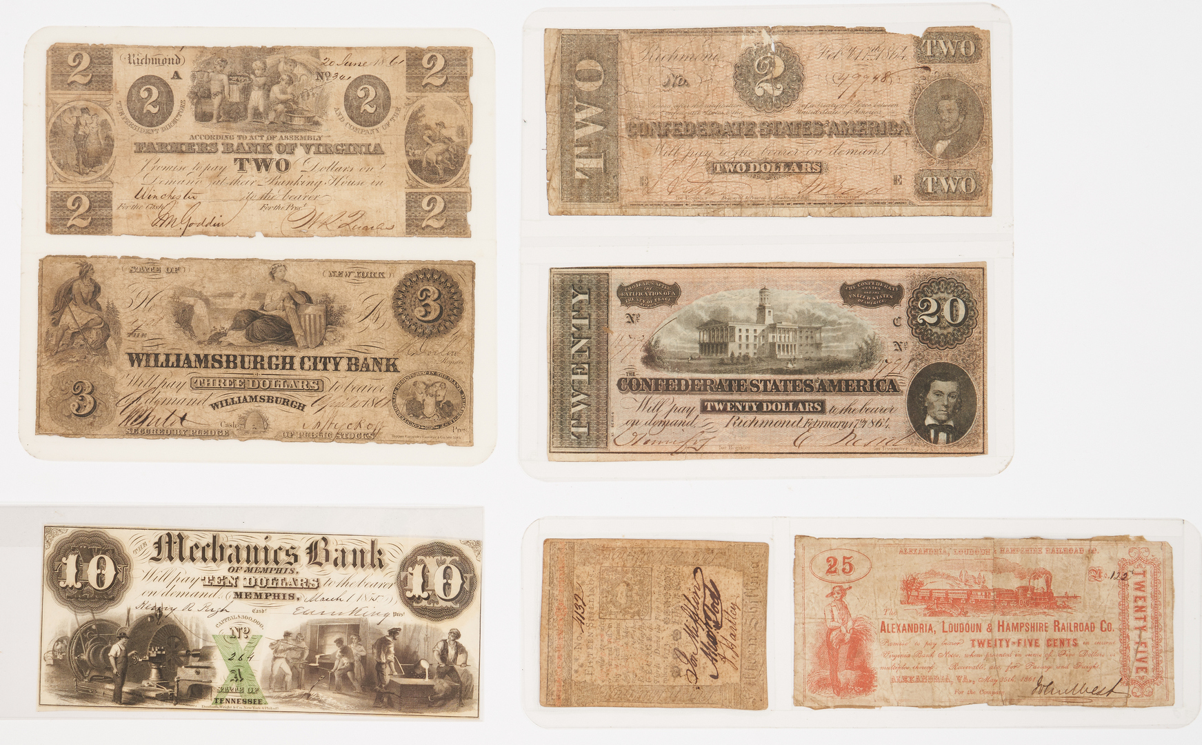 Lot 1064: 8 Obsolete Currency Notes, incl. TN $1000 Bond