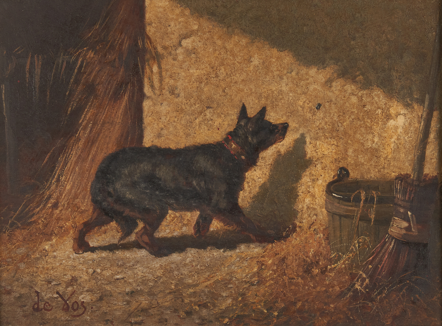 Lot 120: Vincent de Vos O/P, Dog With Insect