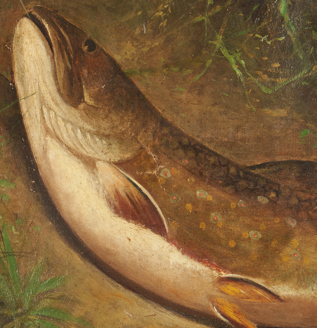 Lot 122: American School O/C, Portrait of a Fish