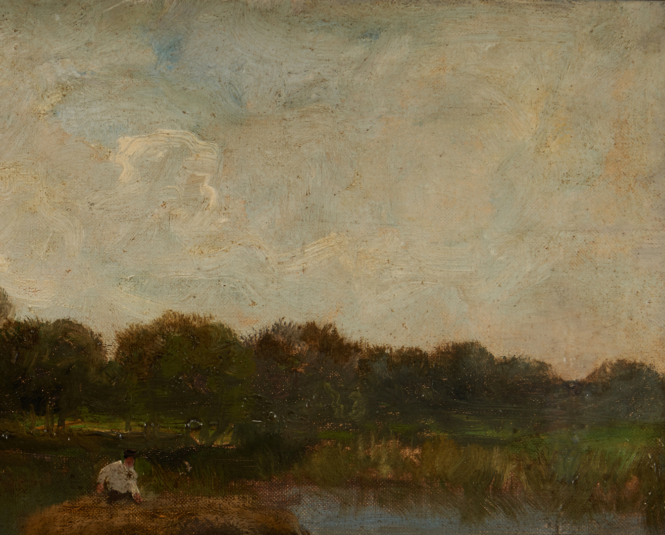 Lot 135: Charles Gruppe O/C, Unloading Hay, Connecticut River