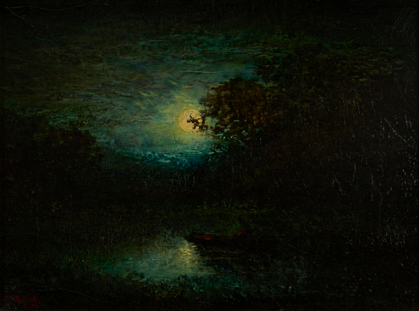 Lot 137: Hudson Kitchell, 2 Nocturnal Oil Landscapes