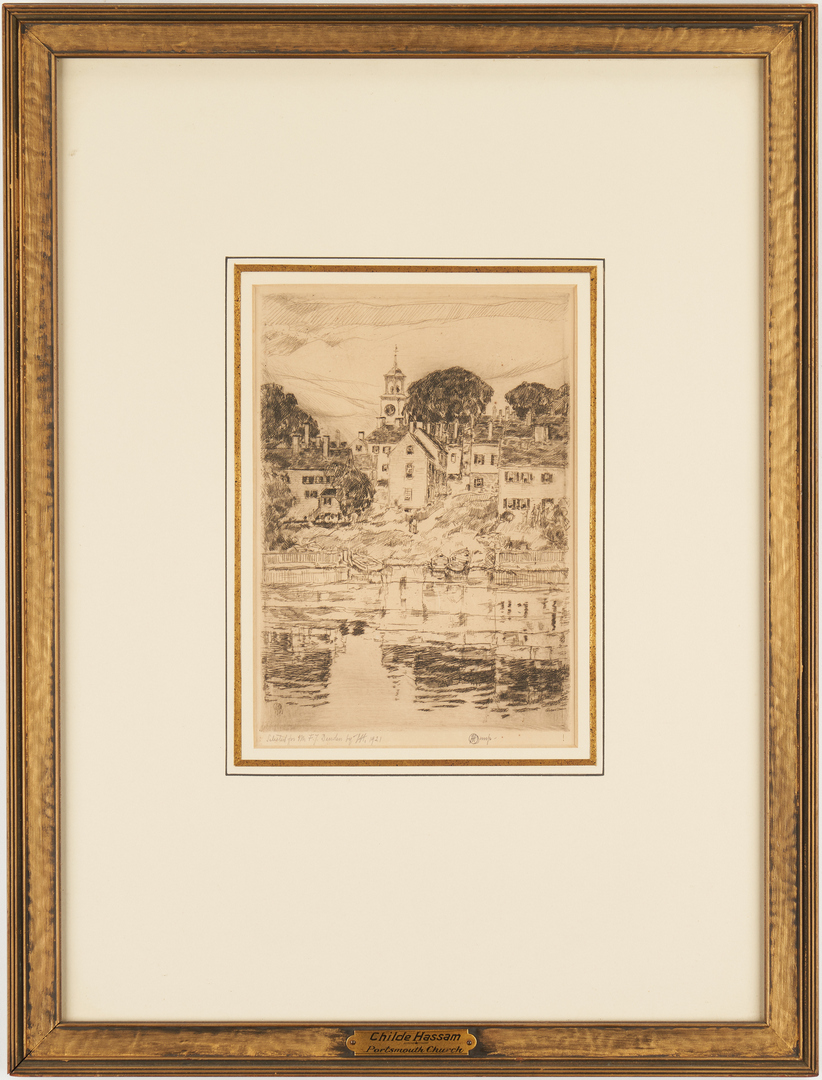 Lot 140: Signed Childe Hassam Etching, Portsmouth Church