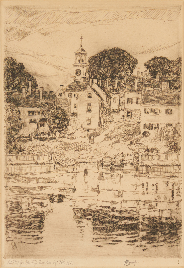 Lot 140: Signed Childe Hassam Etching, Portsmouth Church