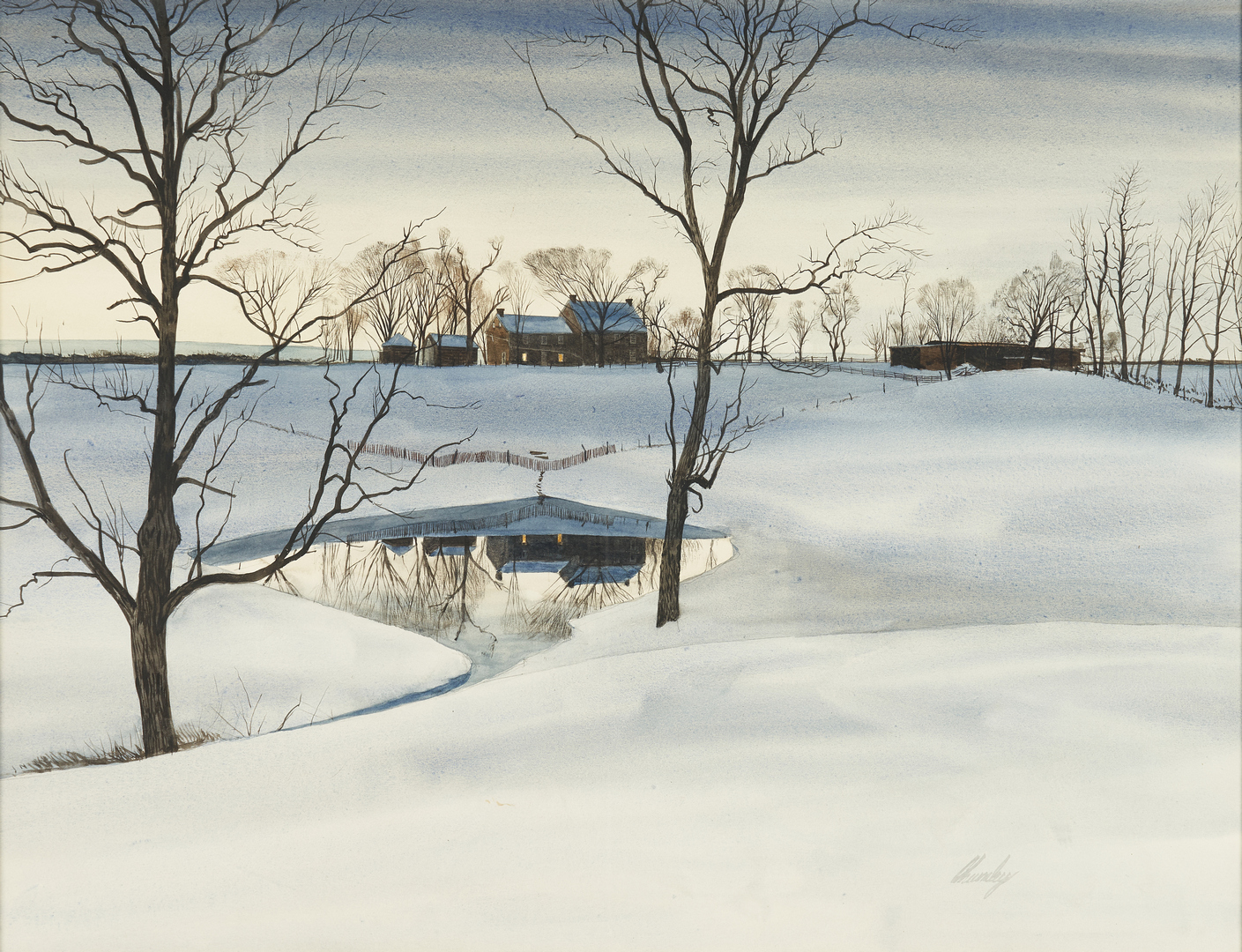 Lot 142: John Chumley Winter Landscape Watercolor