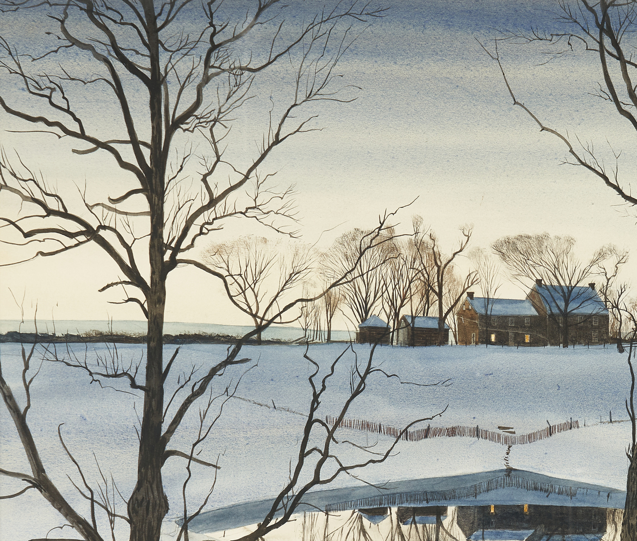 Lot 142: John Chumley Winter Landscape Watercolor