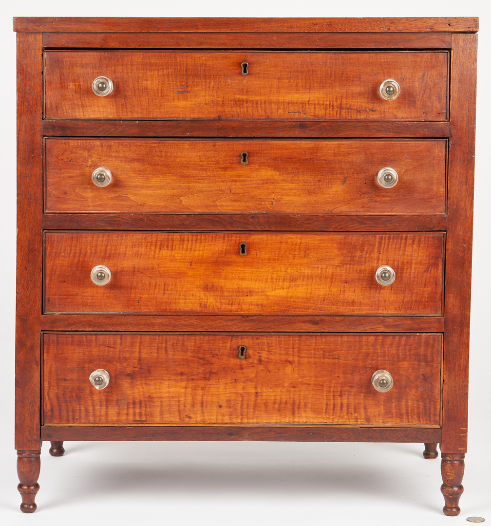 Lot 156: Southern Tiger Maple and Walnut Miniature Chest