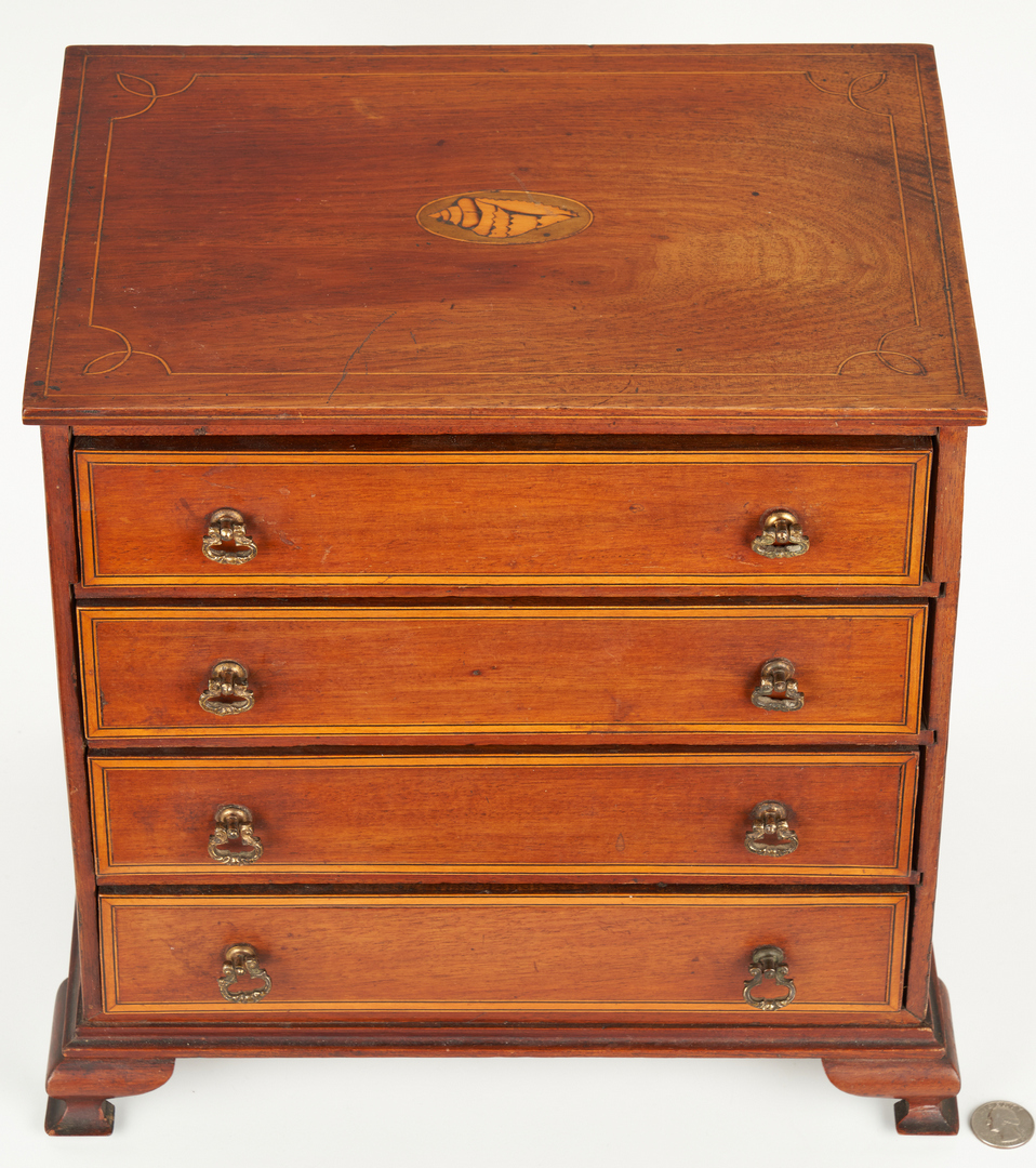Lot 188: American Miniature Chest of Drawers, Shell Inlay