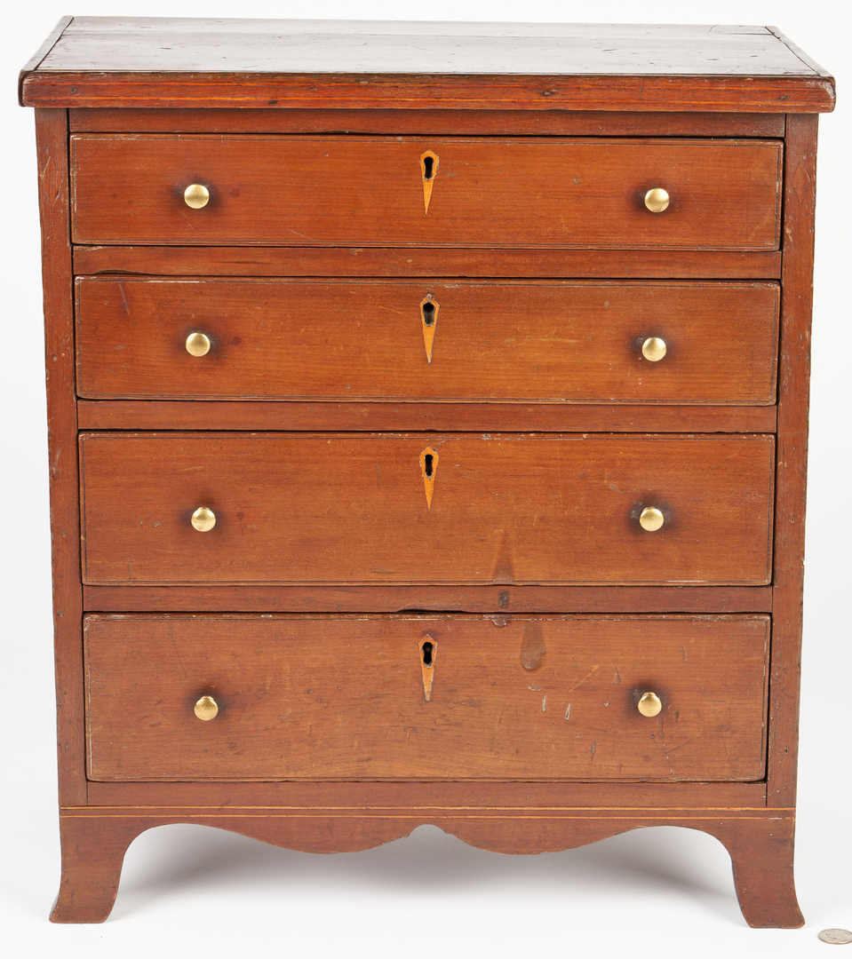 Lot 192: Miniature Federal Inlaid Chest of Drawers, attr. PA