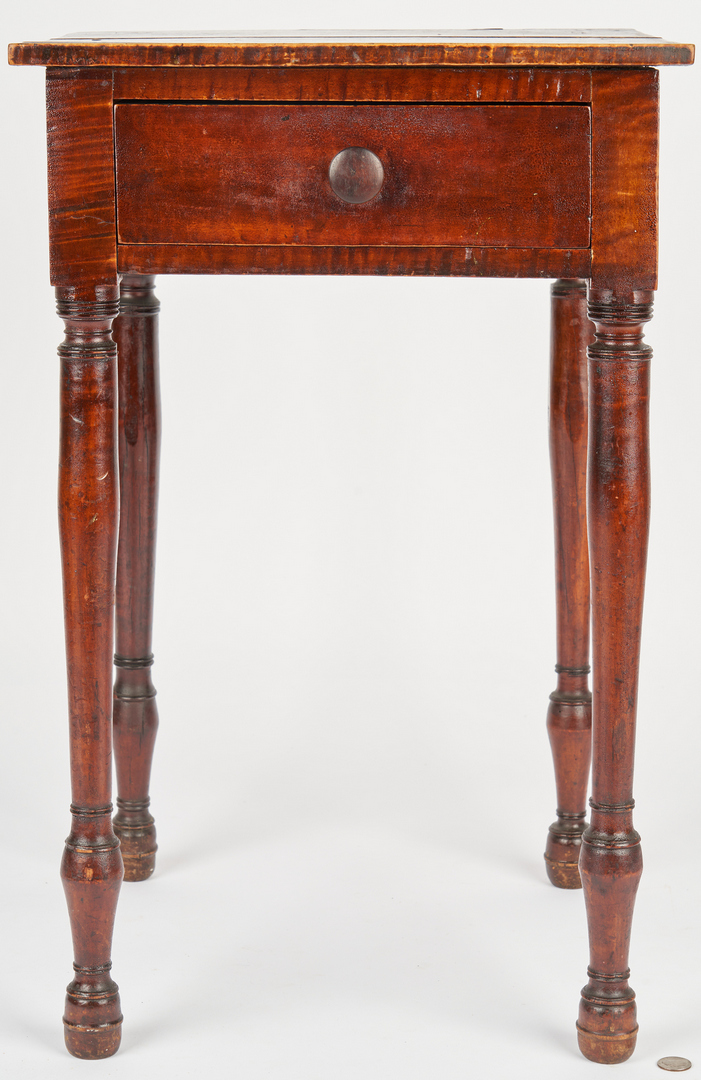 Lot 198: 2 Mid-Atlantic Tables, Tiger Maple and Inlaid
