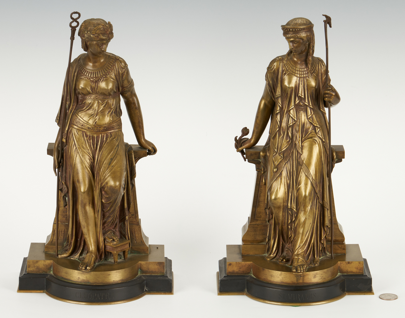 Lot 210: 2 Bouret Bronze Figures: Cleopatra, Semiramis