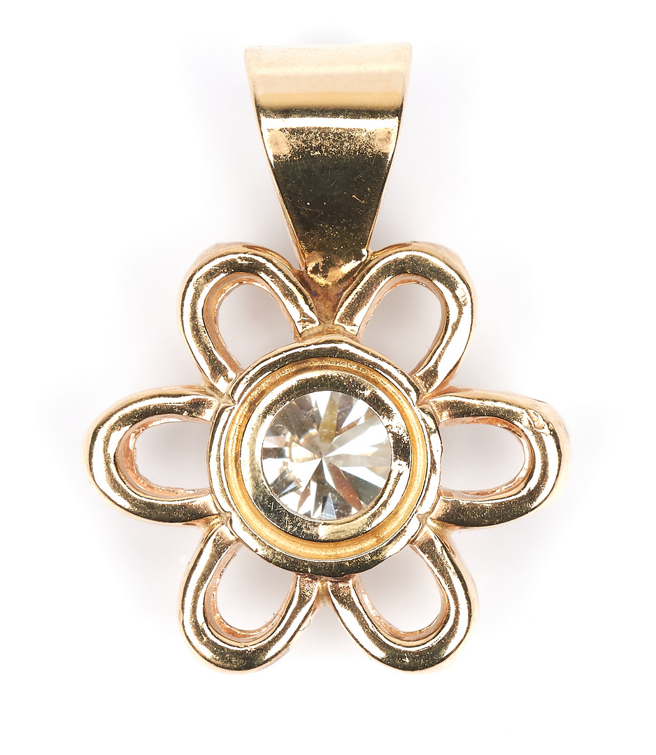 Lot 214: Ladies 14K Necklace with 1.3 ct. Diamond Pendant
