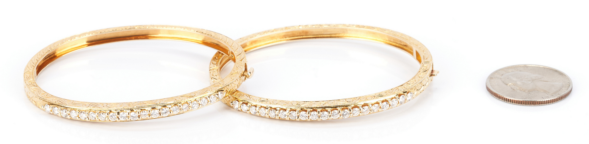 Lot 218: 2 14K Gold and Diamond Bracelets
